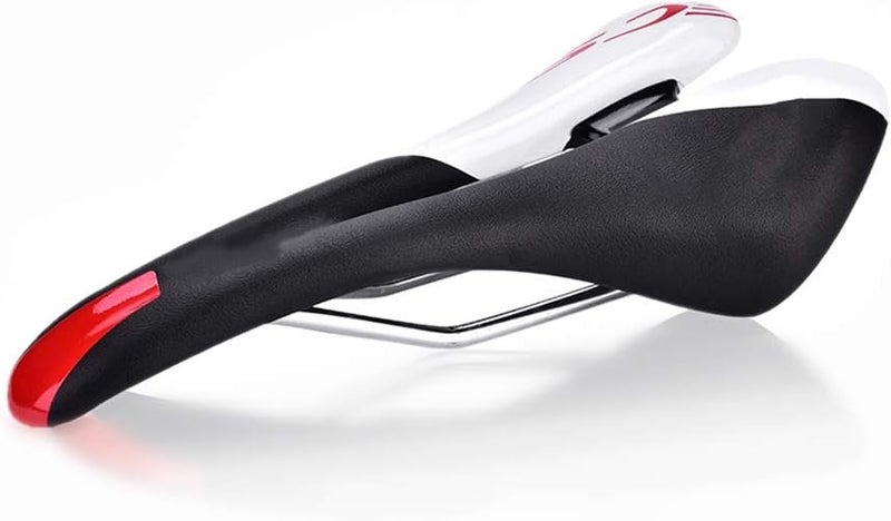 woobles Bike Saddle, 2Colors Durable PU Leather Bicycle Cycling Seat Cushion for Mountain Road Bike (Black & White) - Image 1