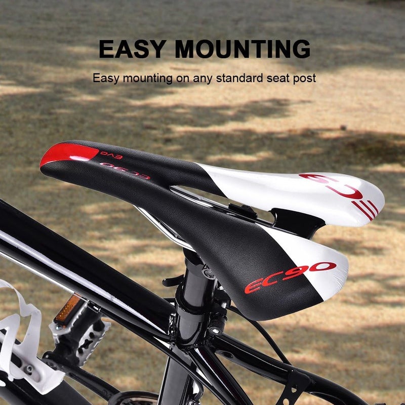 woobles Bike Saddle, 2Colors Durable PU Leather Bicycle Cycling Seat Cushion for Mountain Road Bike (Black & White) - Image 4