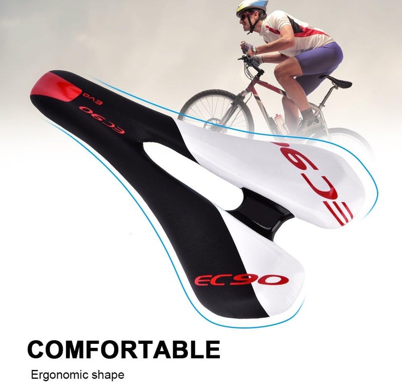 woobles Bike Saddle, 2Colors Durable PU Leather Bicycle Cycling Seat Cushion for Mountain Road Bike (Black & White) - Image 3