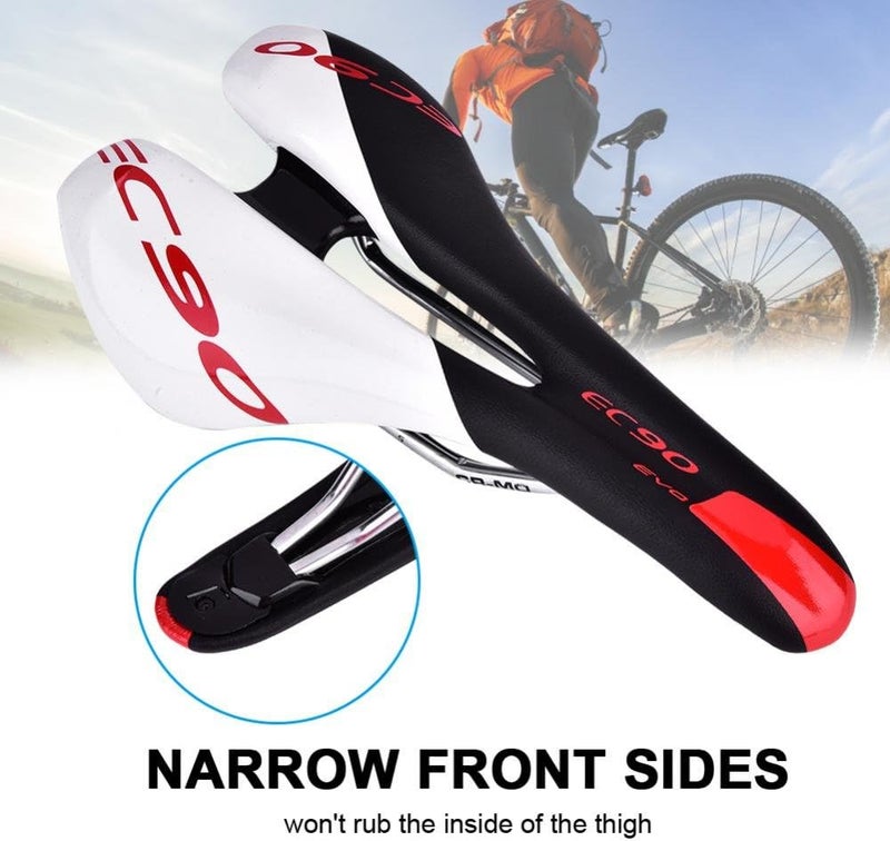 woobles Bike Saddle, 2Colors Durable PU Leather Bicycle Cycling Seat Cushion for Mountain Road Bike (Black & White) - Image 5