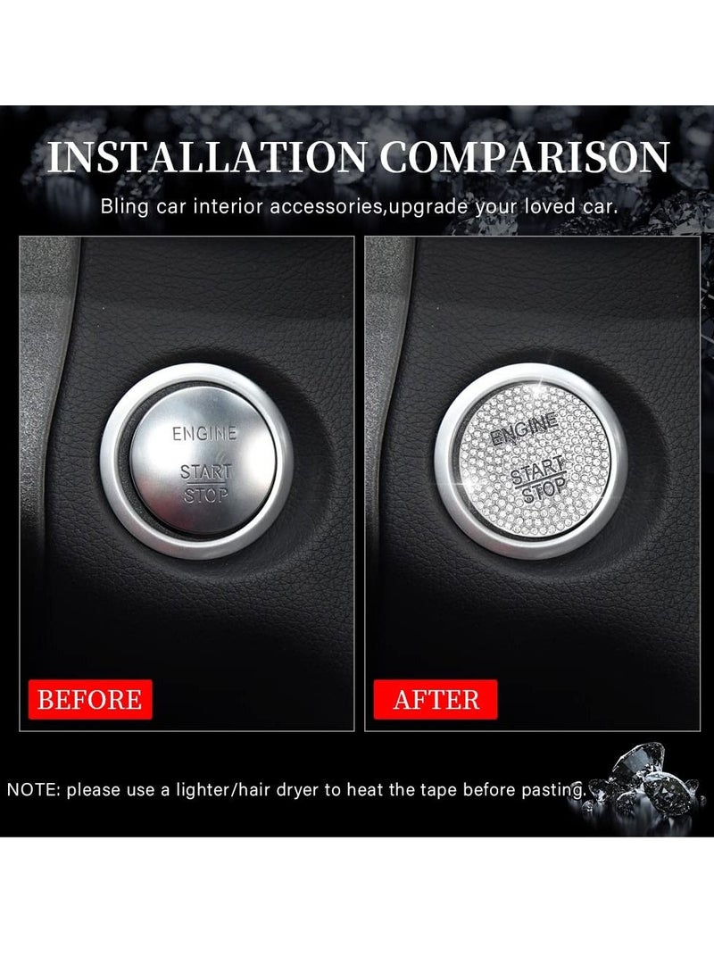 SYOSI Suitable for Mercedes-Benz Interior Accessories Bling Engine Start Stop Button Cover Ignition Button Cap Metal Decal Sticker for C E S M CLA CLS GLA GLC GLE GLK GLS Class - Image 3