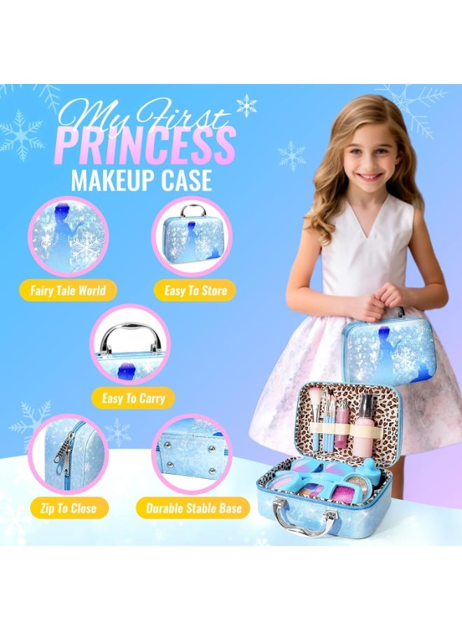 LBMT Kids Pretend Makeup Set for Little Girls,  Non-Toxic Beautiful Toys Toddler Makeup Kit for Kids, Birthday Girl Princess Gifts Toddler Girl Toys Age 3+(Blue) - Image 3