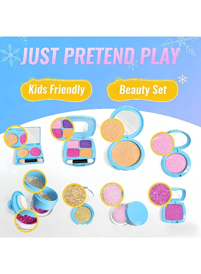 LBMT Kids Pretend Makeup Set for Little Girls,  Non-Toxic Beautiful Toys Toddler Makeup Kit for Kids, Birthday Girl Princess Gifts Toddler Girl Toys Age 3+(Blue) - Image 4