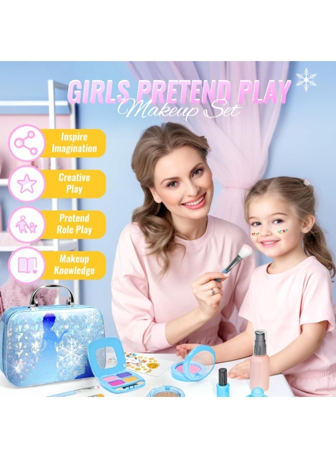 LBMT Kids Pretend Makeup Set for Little Girls,  Non-Toxic Beautiful Toys Toddler Makeup Kit for Kids, Birthday Girl Princess Gifts Toddler Girl Toys Age 3+(Blue) - Image 5