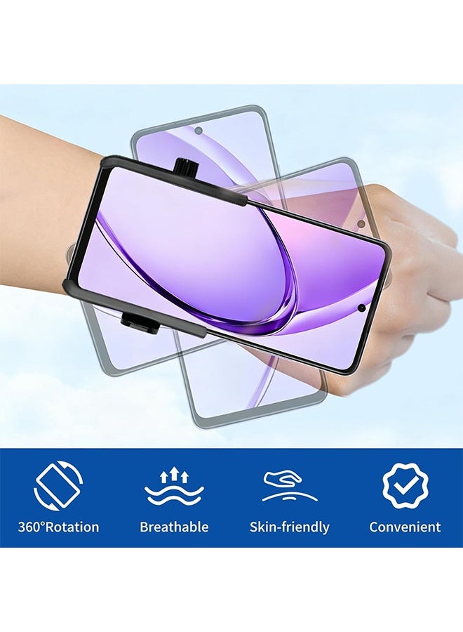GD 360° Rotating Wristband Phone Holder Hands-Free Wrist Cell Phone Holde Detachable Running Armband Phone Stand for Delivery Live Stream, Sports Compatible with All Phones (Black) - Image 4