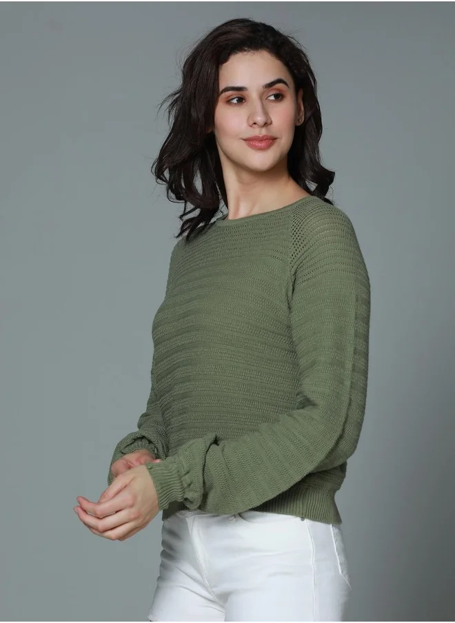 هاي ستار Women Green Tops - Regular Fit Casual Wear