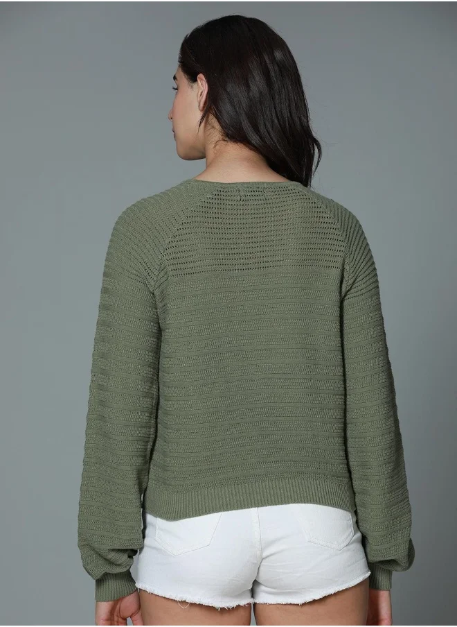 هاي ستار Women Green Tops - Regular Fit Casual Wear