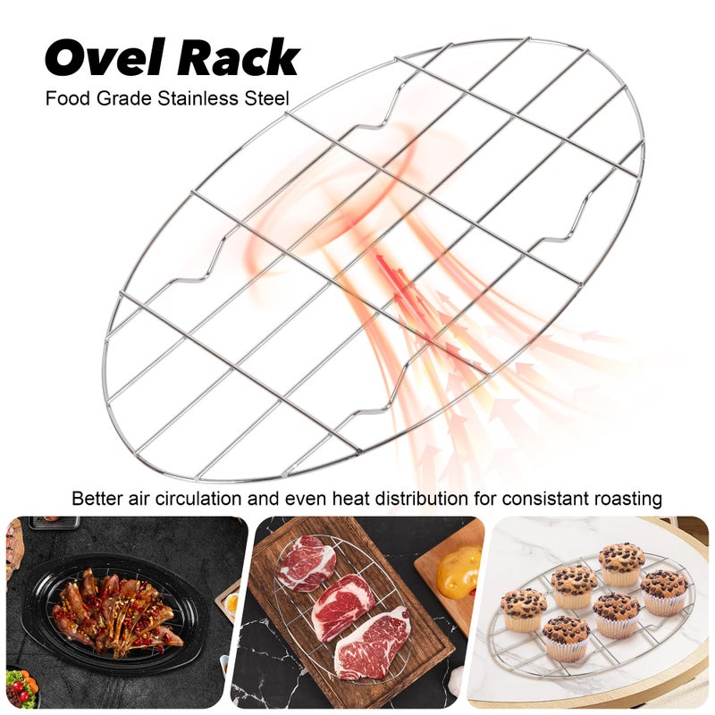 YIDAZLE 13â€ Roaster Pan with Lid and Rack, Small Enamel Roaster Pan with Oval Roasting Rack, Granite Baking Pot for Chicken Turkey Lamb, Heat Resistant, Oven/Dishwasher/All Stovestops Compatible - Image 5