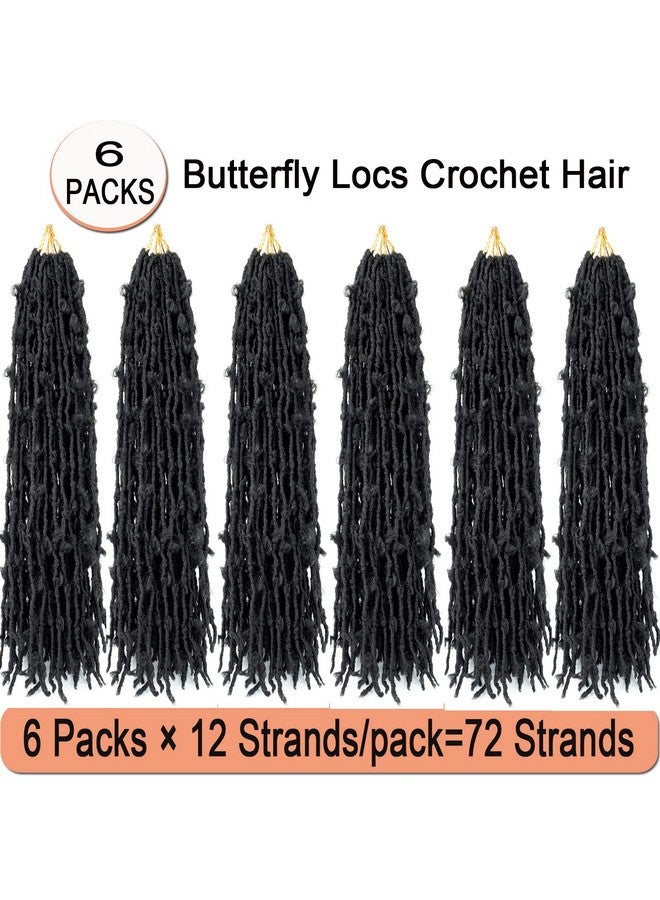 Ahrencan Butterfly Locs Crochet Hair 24 Inch 6 Packs Soft Black Butterfly Locs Pre Looped Distressed Faux Locs Crochet Hair For Womenprelooped Pretwisted Crochet Braids Hair(24In6Packs1B)  - Image 5