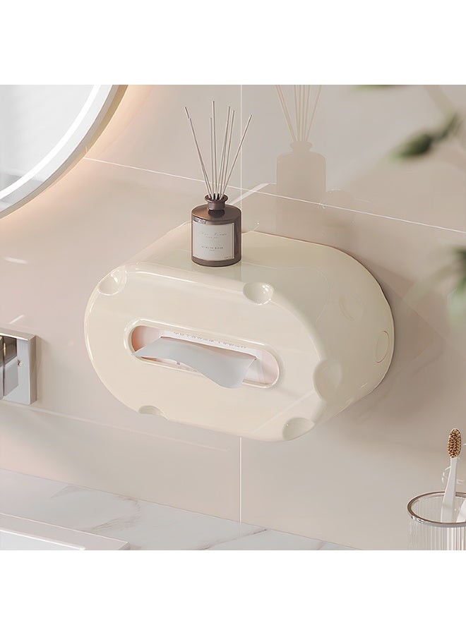 Noon East Rectangular Tissue Box Cover, Premium PP Wall Mounted Facial Tissues Dispenser, Bathroom Facial Napkin Box Holders for Bathroom, Kitchen and Cars, 22.8 x 13.5 x11.2 cm, Cream - Image 3
