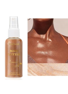 VERONNI Body Glitter Highlight，Glitter Body Oil, Moisturizing Lightweight Glitter Glow Illuminator, Non-stick Body Glow Liquid Highlighter Makeup Your Skin, Smooth Liquid Spray Summer Body Illuminator - #03 Golden Brown  - Image 1