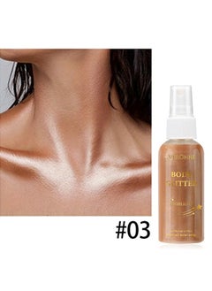 VERONNI Body Glitter Highlight，Glitter Body Oil, Moisturizing Lightweight Glitter Glow Illuminator, Non-stick Body Glow Liquid Highlighter Makeup Your Skin, Smooth Liquid Spray Summer Body Illuminator - #03 Golden Brown  - Image 2
