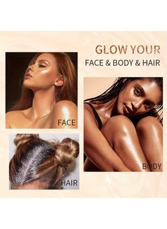 VERONNI Body Glitter Highlight，Glitter Body Oil, Moisturizing Lightweight Glitter Glow Illuminator, Non-stick Body Glow Liquid Highlighter Makeup Your Skin, Smooth Liquid Spray Summer Body Illuminator - #03 Golden Brown  - Image 5