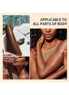 VERONNI Body Glitter Highlight，Glitter Body Oil, Moisturizing Lightweight Glitter Glow Illuminator, Non-stick Body Glow Liquid Highlighter Makeup Your Skin, Smooth Liquid Spray Summer Body Illuminator - #03 Golden Brown  - Image 3
