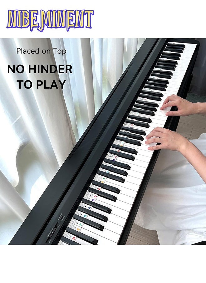 Piano Notes Guide for Beginner, Removable Piano Keyboard Note Labels for Learning, 88-Key Full Size, Made of Silicone, No Need Stickers, Reusable and Comes with Box (Rainbow Colors）  - Image 3