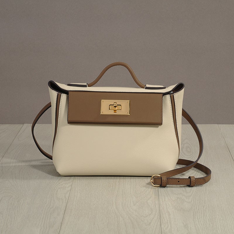 All-Match Kelly Bag Black Swift Top Layer Cowhide 2424Mini Small Bag Portable Messenger Bag - Image 1