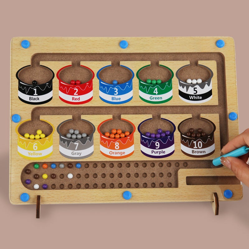Wooden Children'S Magnetic Counting Operation Color Classification Magnetic Pen Bead Shift Game Educational Early Education Maze Toy - Image 5