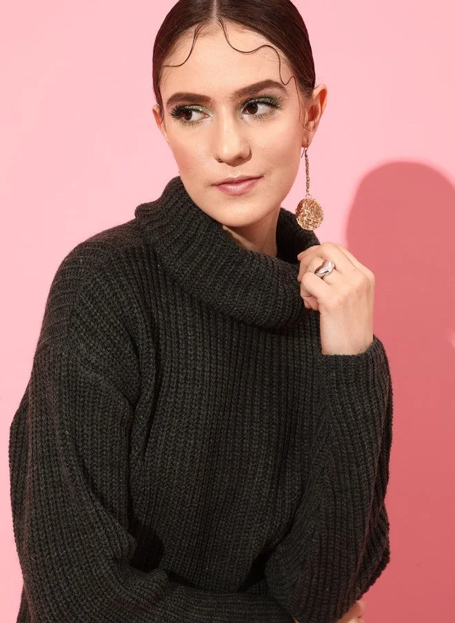 STREET 9 كنزة رمادية مضلعة للنساء