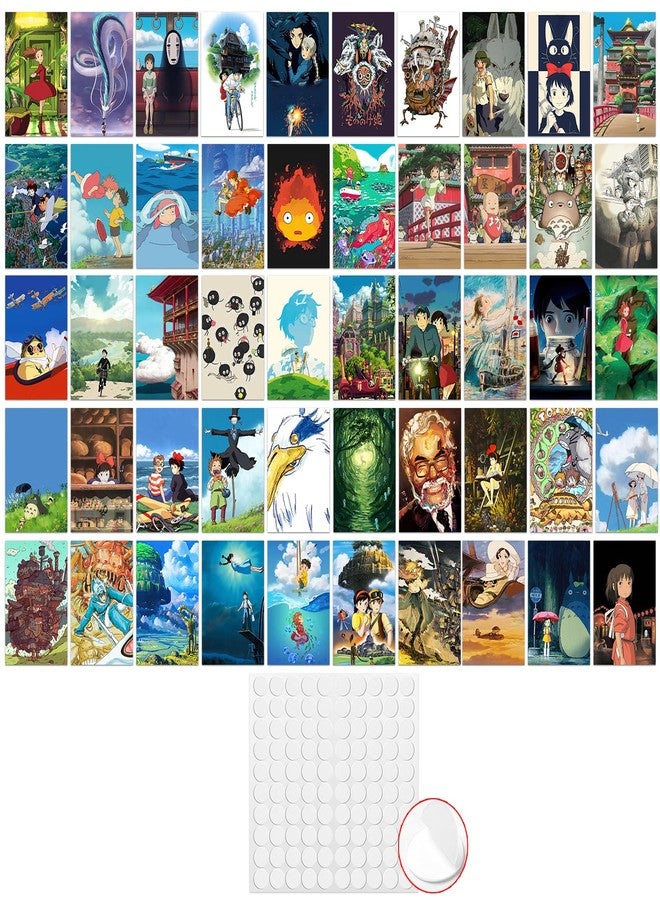 Pounchi Cute Anime Poster Wall Collage Set (50 Pcs 4 x 6 Inch with Glue Dots) Cartoon HD Aesthetic Posters Prints Artworks for Room Bedroom Club Wall Art Decor for Teens Kids - Image 1
