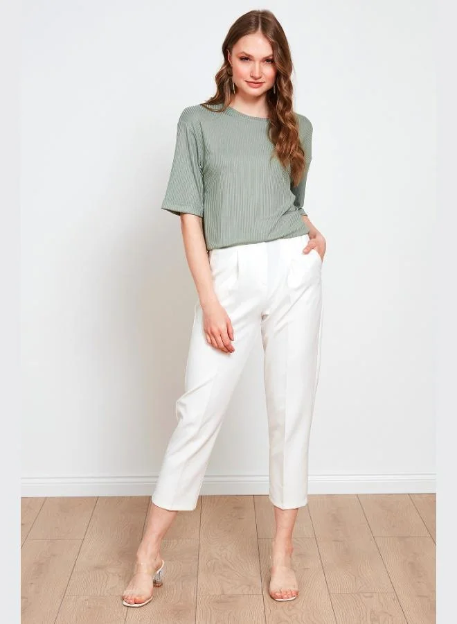 Lela Lela Oversize Crew Neck Blouse with Slit Detail Women's Blouse 5869000