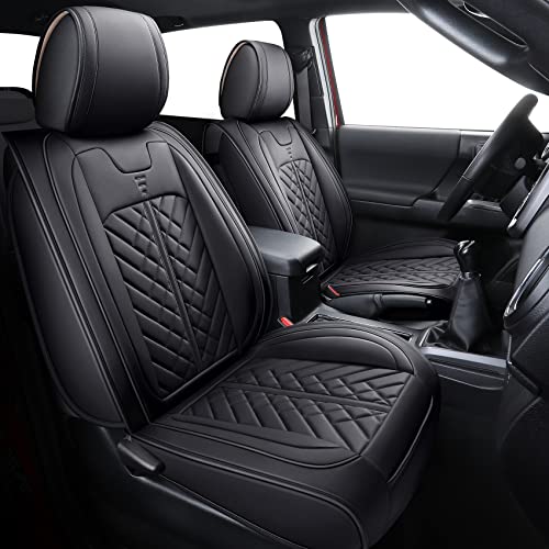 Tomatoman Car Seat Covers Compatible with Toyota Tacoma Truck 2005-2024 Access Crew Double Cab TRD Sport Offroad Limited SR5 V6 Cushions(Full Set/Black) - Image 1