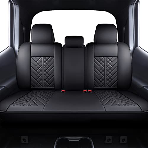 Tomatoman Car Seat Covers Compatible with Toyota Tacoma Truck 2005-2024 Access Crew Double Cab TRD Sport Offroad Limited SR5 V6 Cushions(Full Set/Black) - Image 3