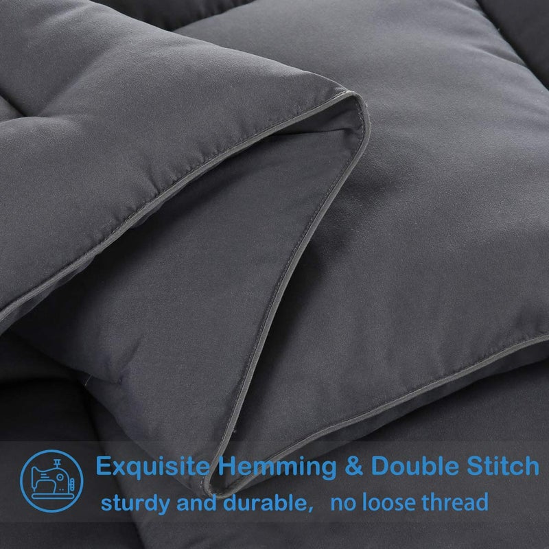EASELAND Oversized Queen Down Alternative Comforter - Quilted Duvet Insert for All Seasons, Soft Lightweight with Corner Tabs, Summer Winter Warm Bedding, Dark Grey 98Ã—98 Inches - Image 5