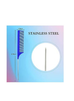 ORiTi ORiTi 3 Pcs Slick Brush Set Bristle Hair Brush Teasing Comb Edge Hair Brush Grooming Combs (Blue)  - Image 5