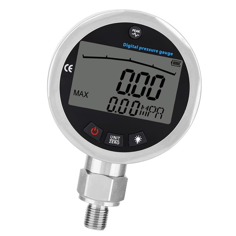مقياس الضغط الرقمي 0-40 ميجاباسكال شاشة LCD خيط G1/4 فولاذ غير قابل للصدأ 304 - Image 5