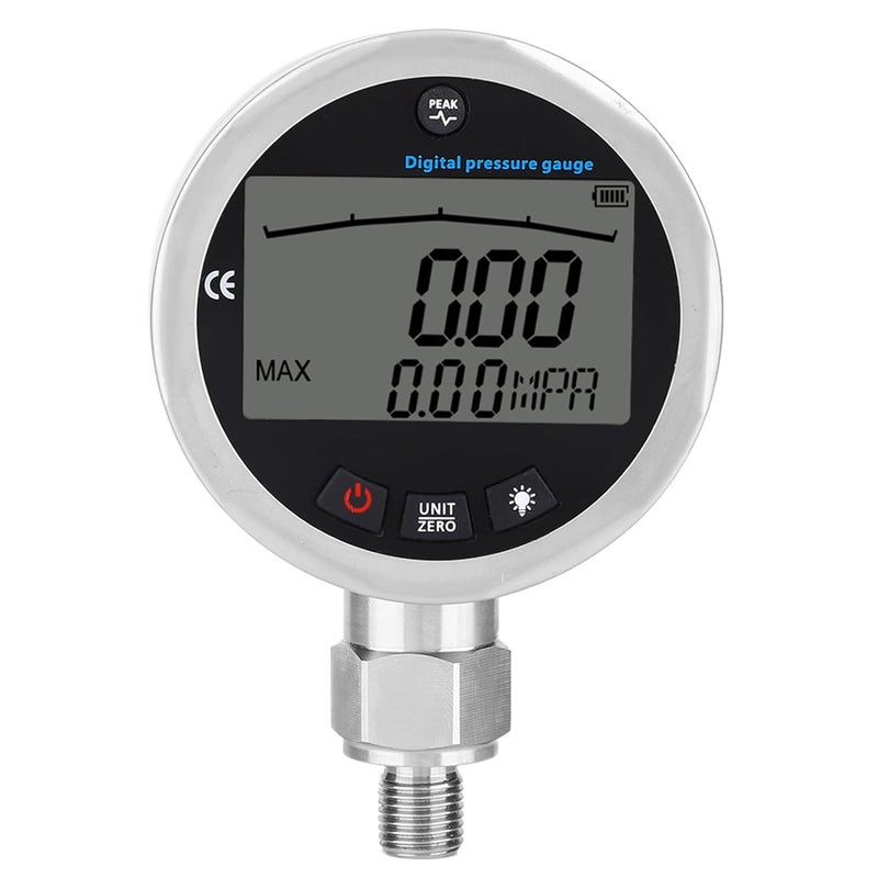 مقياس الضغط الرقمي 0-40 ميجاباسكال شاشة LCD خيط G1/4 فولاذ غير قابل للصدأ 304 - Image 3