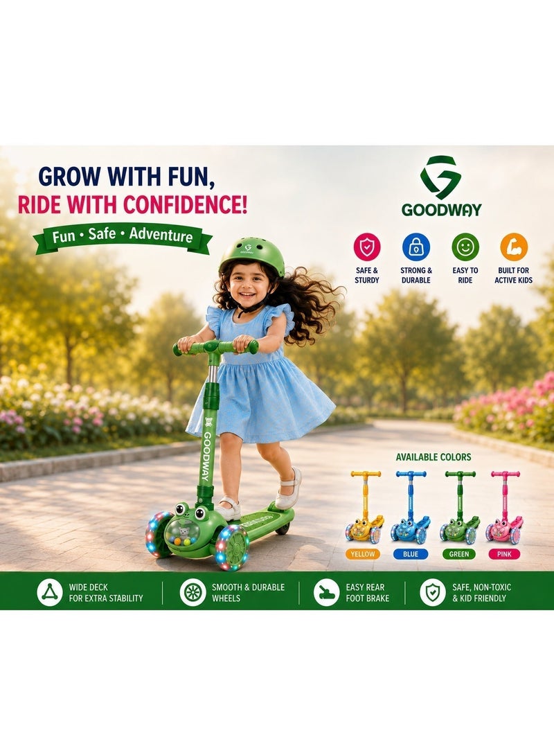 جوود واي Goodway- سكوتر للأطفال مزود بمصابيح LED و4 ارتفاعات قابلة للتعديل - Image 1