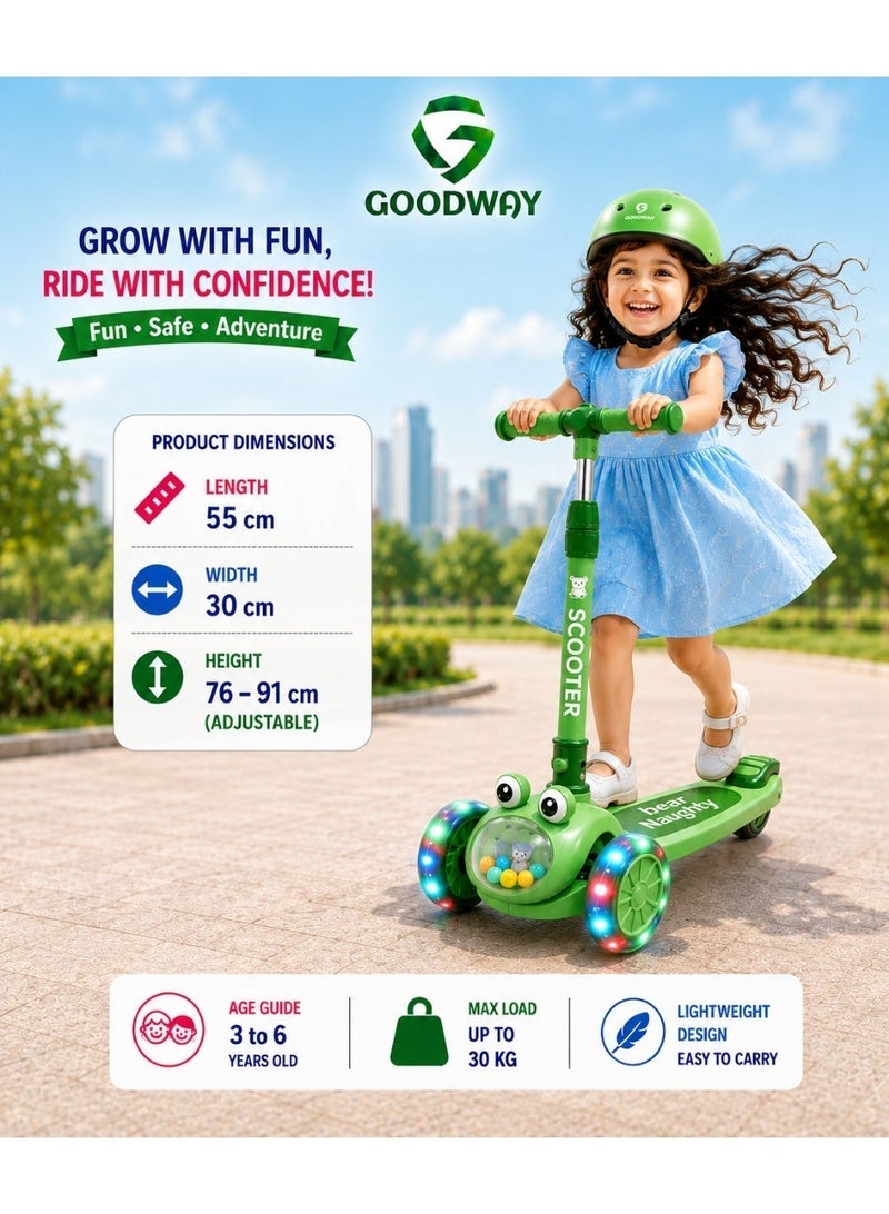 جوود واي Goodway- سكوتر للأطفال مزود بمصابيح LED و4 ارتفاعات قابلة للتعديل - Image 4