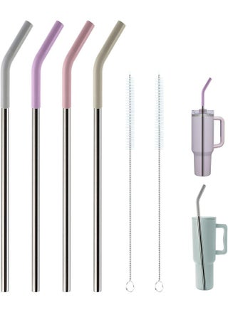 Replacement Straws for 40oz Tumblers,Metal Straws Reusable for Stanley 40oz Cup, 40 oz Tumbler Straw for Simple Modern,4 Pack 12" Extra Long Stainless Steel Straws with Silicone Tips and Cleaner Brush - pzsku/Z751370FC93B27D65B046Z/45/_/1730448732/e5907c57-29ac-42a7-b2f7-2b3ac429a69a