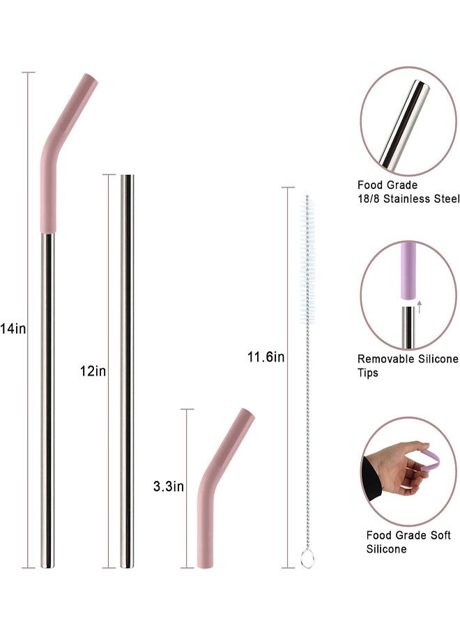 Generic Replacement Straws for 40oz Tumblers,Metal Straws Reusable for Stanley 40oz Cup, 40 oz Tumbler Straw for Simple Modern,4 Pack 12" Extra Long Stainless Steel Straws with Silicone Tips and Cleaner Brush  - Image 3