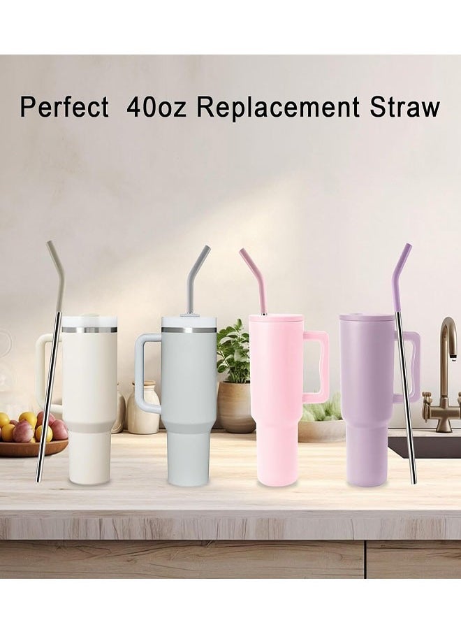Generic Replacement Straws for 40oz Tumblers,Metal Straws Reusable for Stanley 40oz Cup, 40 oz Tumbler Straw for Simple Modern,4 Pack 12" Extra Long Stainless Steel Straws with Silicone Tips and Cleaner Brush  - Image 4