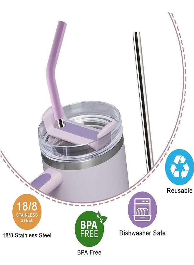 Replacement Straws for 40oz Tumblers,Metal Straws Reusable for Stanley 40oz Cup, 40 oz Tumbler Straw for Simple Modern,4 Pack 12" Extra Long Stainless Steel Straws with Silicone Tips and Cleaner Brush