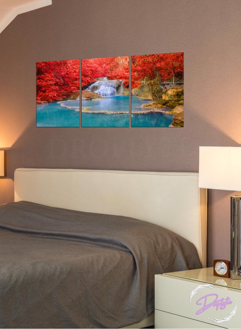 Droplyte Set Of 3 Framed Canvas Nature Wall Arts Stretched Over Wooden Frame Paintings for Home Living Room Office Decor 120cm x 60cm - Image 3