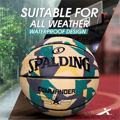 Spalding 8 Panel Commander Rubber Moulded Indoor/Outdoor Basketball with Butyl Bladder, Green, Size: 7 (Suitable for Practice/Match/Training) + Free Air Needle - Image 4
