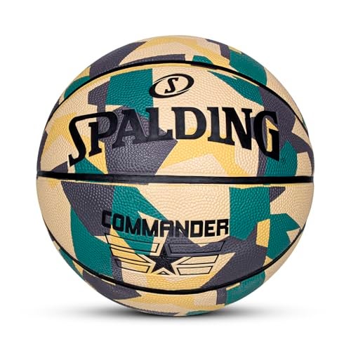 Spalding 8 Panel Commander Rubber Moulded Indoor/Outdoor Basketball with Butyl Bladder, Green, Size: 7 (Suitable for Practice/Match/Training) + Free Air Needle - Image 1