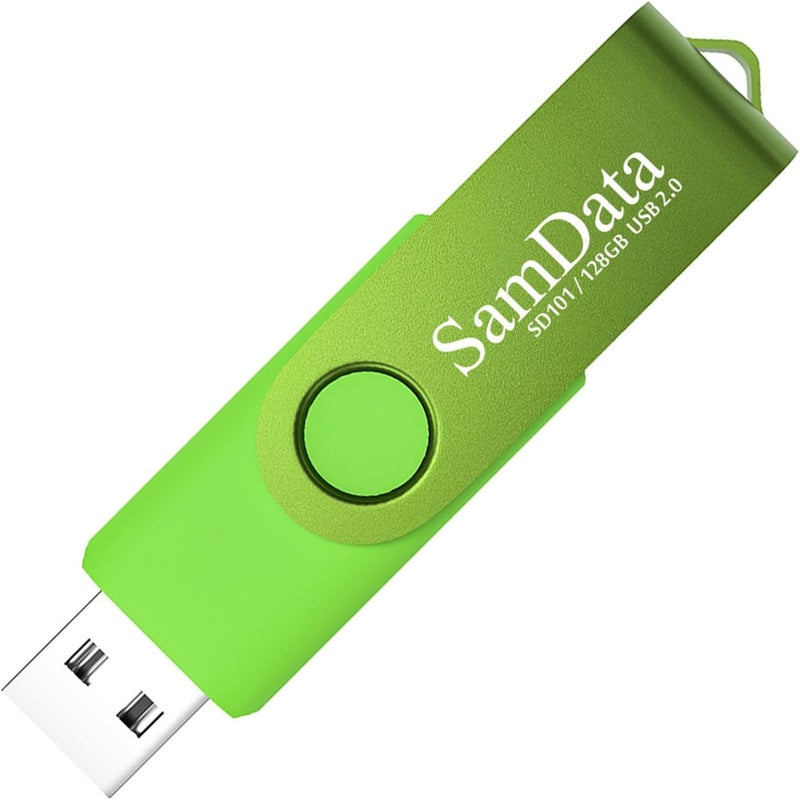 SamData 128GB USB Flash Drives 1 Pack 128GB Thumb Drives Memory Stick Jump Drive with LED Light for Storage and Backup (1 Pack Green) - Image 1