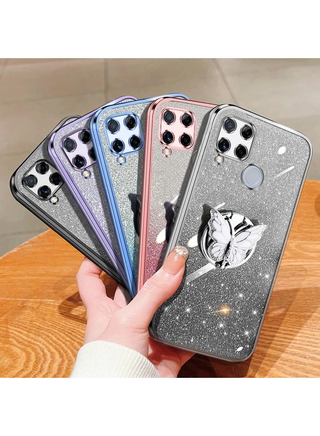 اس-توب جراب لهاتف Realme C15 / C12 / C25، جراب هاتف TPU بحامل على شكل فراشة لامع متدرج اللون - Image 2