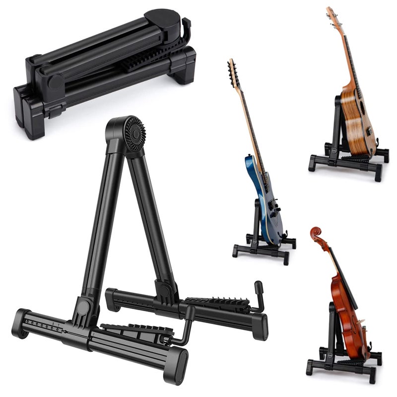 Elsjoy 2 Pack Foldable MultiInstrument Stand  Folding Holder for Electric Guitar Acoustic Guitar Ukulele Violin Banjo  Portable and Lightweight