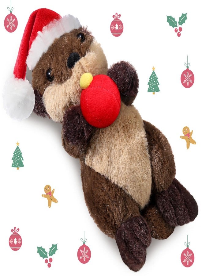 Blueweenly Sea Otter Stuffed Animal Plush Floating River Otter Cute Plushie Toys Stuffed Animal Girlfriend Boyfriend Ocean Birthday Mother Day Plush for Mom Gift (Christmas Hat) - Image 1