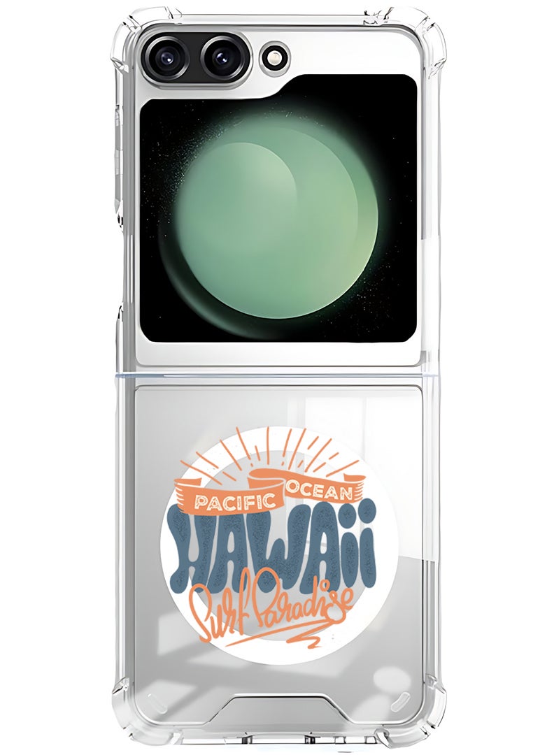 Theodor Magnetic Case for Samsung Galaxy Z Flip 6 Compatible with MagSafe Wireless Charging, Shockproof Phone Bumper Cover Hawaii Surf Paradise Pacific - Image 1