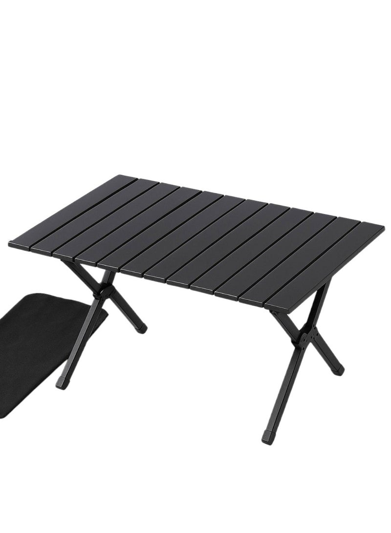 GO2CAMPS طاولة تخييم قابلة للطي مع حقيبة حمل سهلة [ 90 x 60 x 45 سم ] – طاولة ألمنيوم خارجية قابلة للطي متينة وخفيفة الوزن ومحمولة للتخييم والنزهات والمشي وباربكيو والشاطئ والرحلات والسفر واستخدام الفناء الخلفي – مدمجة وقوية - لون أسود - Image 3