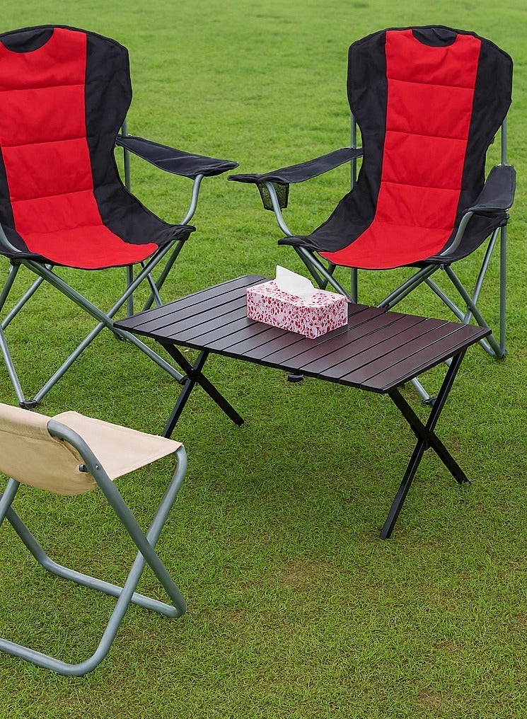 GO2CAMPS طاولة تخييم قابلة للطي مع حقيبة حمل سهلة [ 90 x 60 x 45 سم ] – طاولة ألمنيوم خارجية قابلة للطي متينة وخفيفة الوزن ومحمولة للتخييم والنزهات والمشي وباربكيو والشاطئ والرحلات والسفر واستخدام الفناء الخلفي – مدمجة وقوية - لون أسود - Image 4