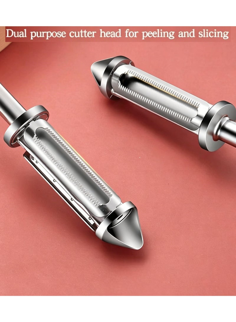 LuckSa 2Pcs Stainless Steel Vegetable Peeler Set - Dual-Use Y-Shaped & Swivel Peeler for Fruits, Potatoes, Carrots, Kitchen Gadget, Zinc Alloy 100% Food Grade Material - Image 5