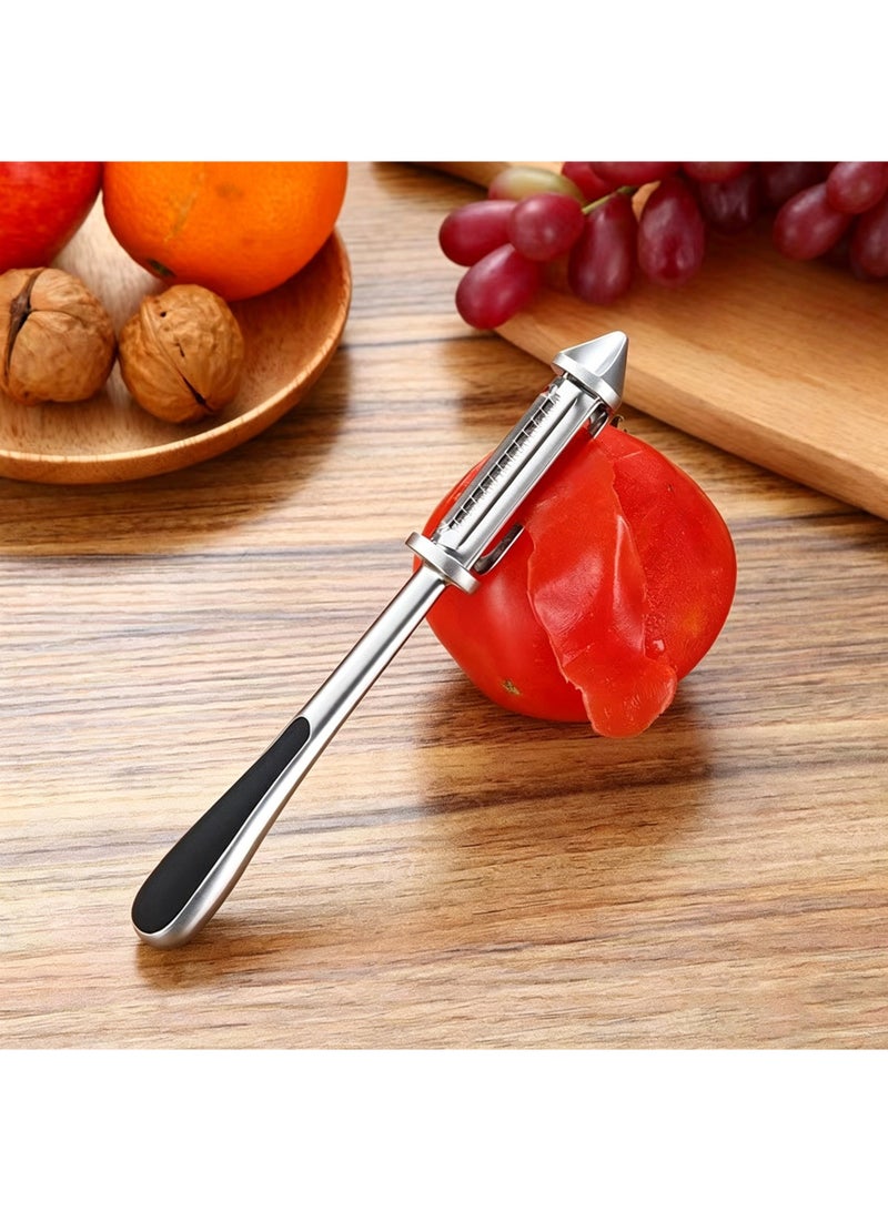 LuckSa 2Pcs Stainless Steel Vegetable Peeler Set - Dual-Use Y-Shaped & Swivel Peeler for Fruits, Potatoes, Carrots, Kitchen Gadget, Zinc Alloy 100% Food Grade Material - Image 3