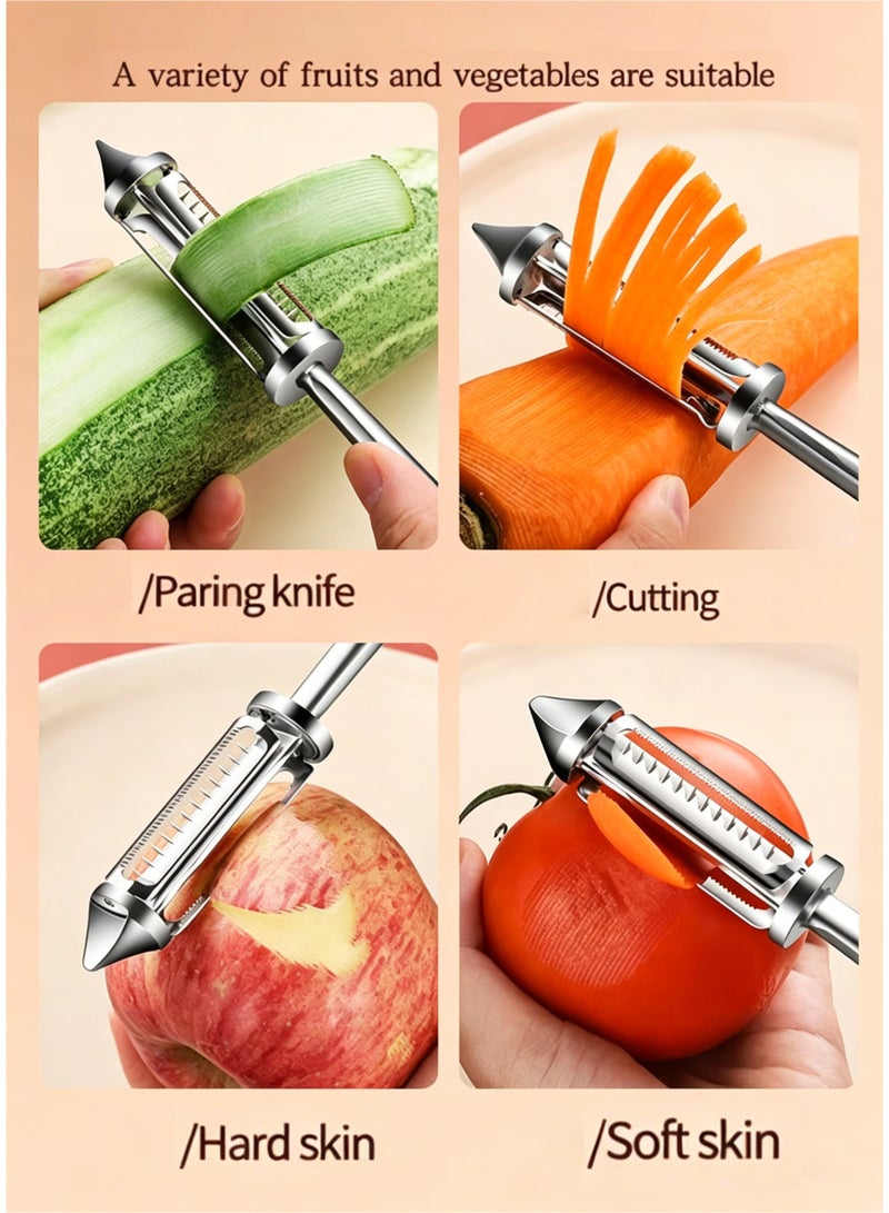 LuckSa 2Pcs Stainless Steel Vegetable Peeler Set - Dual-Use Y-Shaped & Swivel Peeler for Fruits, Potatoes, Carrots, Kitchen Gadget, Zinc Alloy 100% Food Grade Material - Image 4