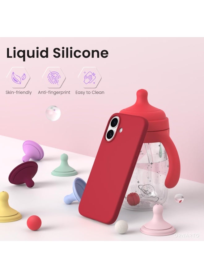 ACLIX Silicone Case Compatible with iPhone 17, Slim Liquid Silicone Phone Case with 3-Layer Soft Rubber Shockproof Bumper with TPU Lining (Red) - Image 2